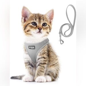 Gray Cat Harness and Leash Set